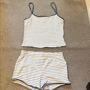 H&M Blue and White Striped Pajama Set